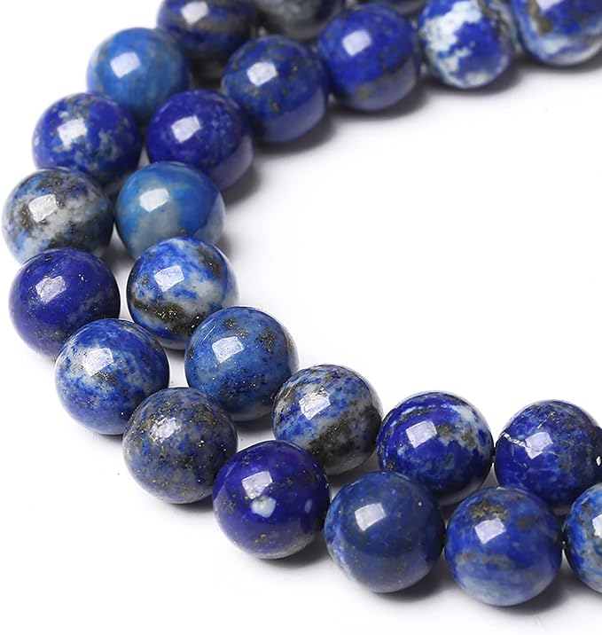 36PCS 10mm Natural Lapis Lazuli Gemstone Blue Stone Round Loose Spacer Beads for Jewelry Making DIY Bracelet Necklace 15 Inch,Energy Stone Healing Power (10mm, Lapis Lazuli)