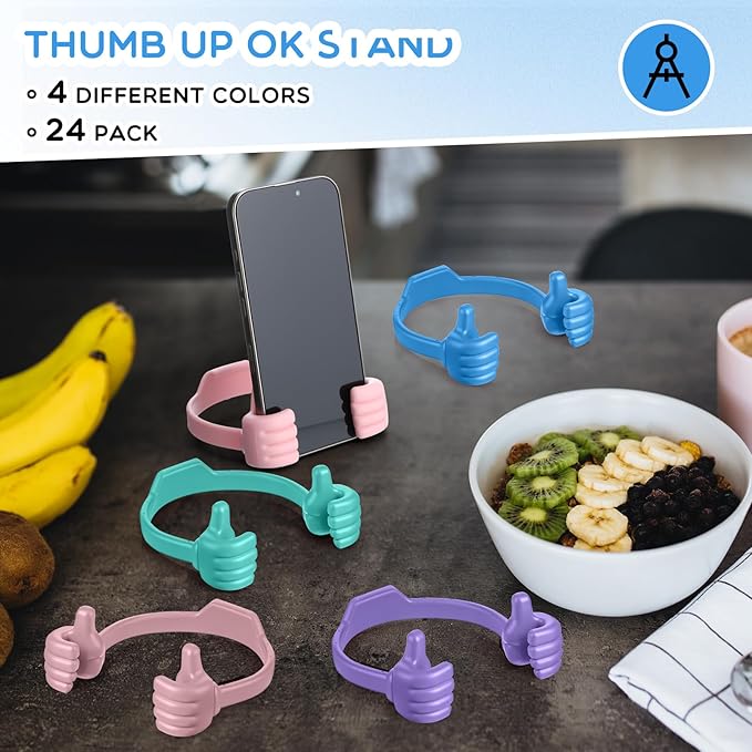 Yaomiao 8 Pcs Thumbs up Cell Phone Stands Universal Cell Phone Holder Flexible Mobile Phones Stand Adjustable Smartphone Stand Holder for Desk Offices Bedrooms Airplanes Travel (Macarons Color)