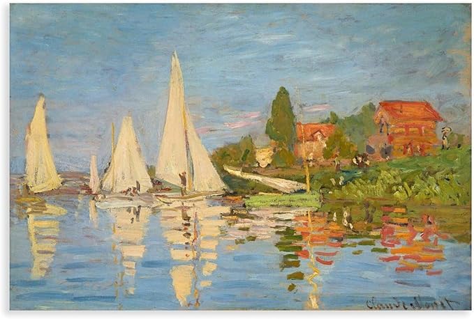 CFIOZYOS 40+ Monet Famous Print Posters Regatta at Argenteuil by Claude Monet Impressionism Poster for Teen Boys Room Wall Art Canvas Painting Print Unframe 16×24inch(40×60cm)