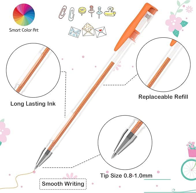 Smart Color Art 140 Colors Gel Pens Set Gel Pen for Adult Coloring Books Drawing Painting Writing