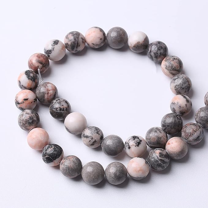32pcs 12mm Natural Pink Zebra Jaspers Beads Round Loose Beads for Jewelry Making DIY Bracelet Crystal Energy Healing Power Stone (12mm, Pink Zebra Jaspers)