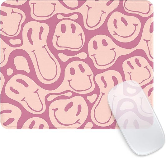 Seorsok Square Mouse Pad Cute Retro Smiley Hippie,Office Home Personalized Premium-Textured Mouse Mat Design,Waterproof Mousepad,Non-Slip Rubber Base Computer Mouse Pads for Wireless Mouse