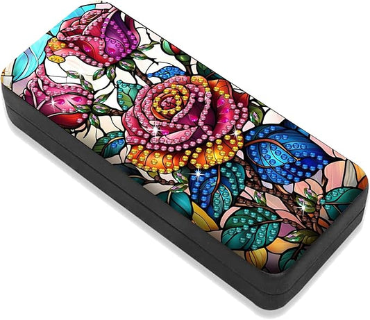 Leatrice Flower Diamond Art Kits for Adults Small Diamond Painting Kit Gem Art Paint by Diamonds Dot Eyeglasses Case 5d Diamond Art DIY for Beginner Women Rose
