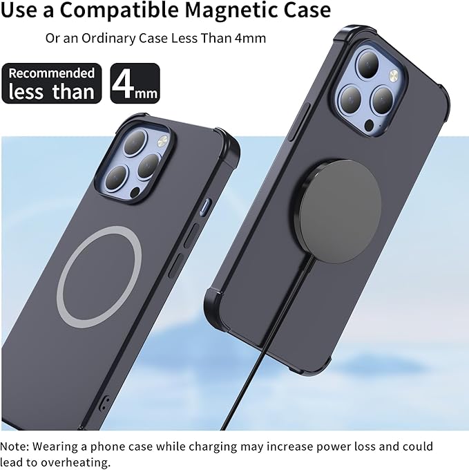 for MagSafe Charger 2 Pack 15W Magnetic Wireless Charging Pad for iPhone 17 16 15 14 13 12 Air Pro Max Plus mini/AirPods 2 3 Pro, Slim Portable Strong Magnet Quick Charger, USB-C/A Ports, Black