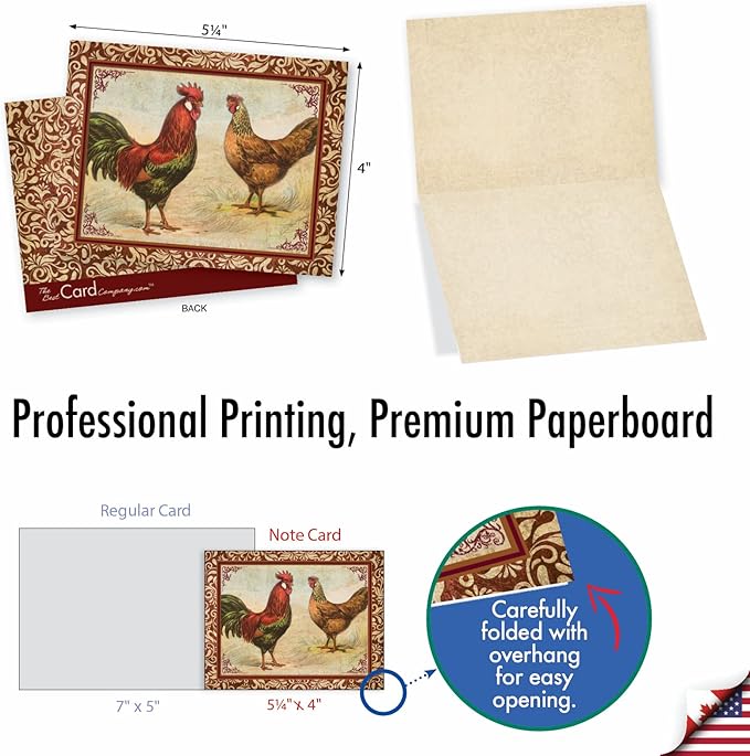The Best Card Company - 10 Bird Note Cards Blank (4 x 5.12 Inch) - All Occasion Cards with Envelopes, Boxed Set - Card-A-Doodle-Do M2351OCB