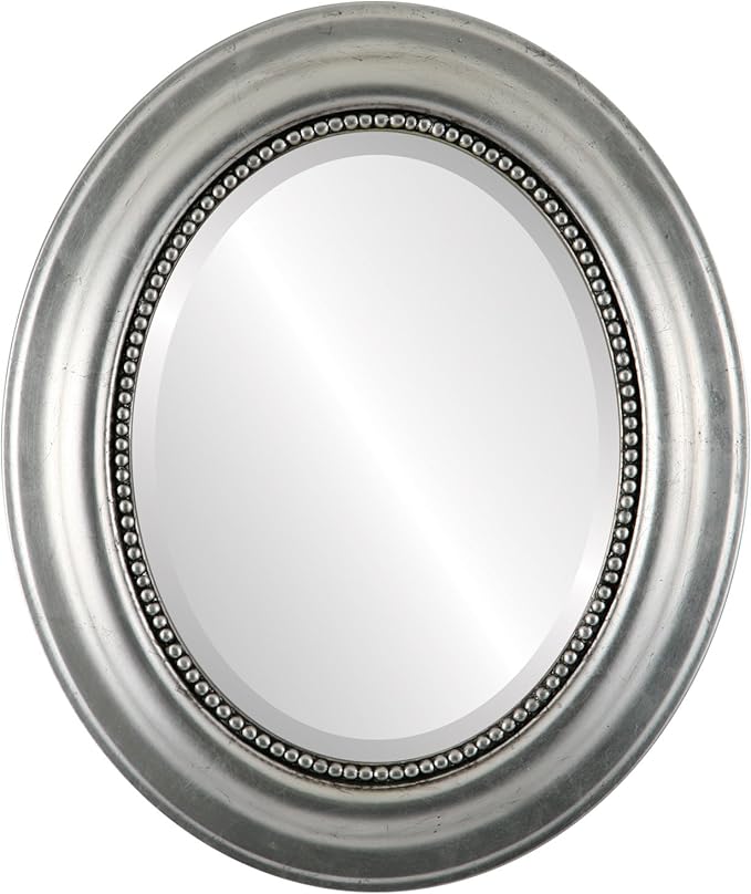 OVALCREST Oval Beveled Wall Mirror for Home Decor - Heritage Style - Silver Leaf with Black Antique - 29x41 Outside Dimensions