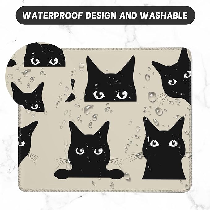 Mouse Pad, Cute Funny Black Cats Mouse Pads for Desk,Waterproof Anti-Slip Rubber Gaming Mouse pad with Stitched Edges for Gaming Office Laptop Computer Men Women