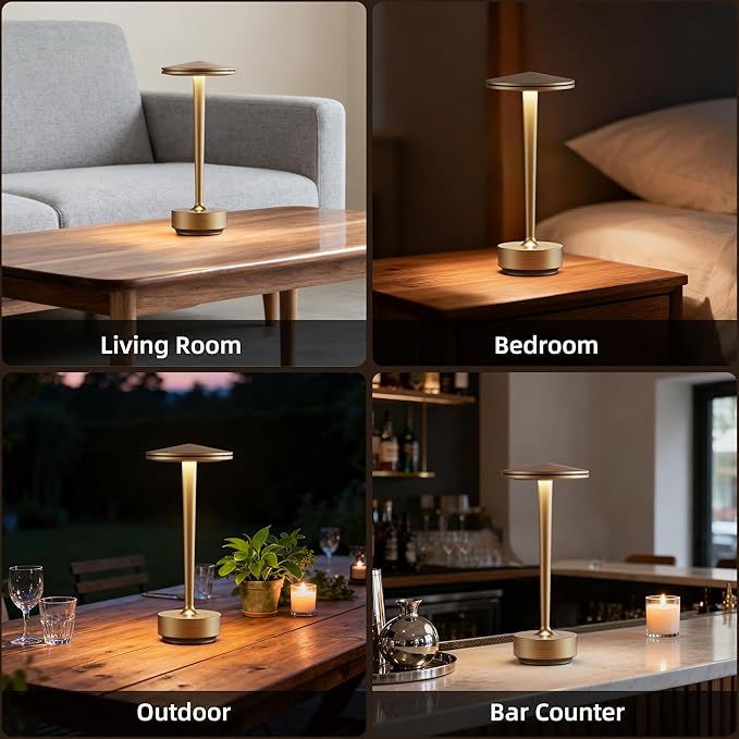 Rechargeable Cordless Table Lamp, LED Portable Powered LED Battery Light 6000mAh USB Desk Lamp, for Restaurants Outdoor (Titanium)