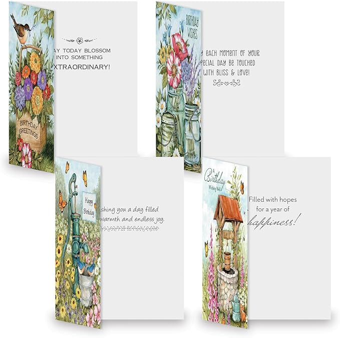 Current Birthday Wishes Greeting Card Value Pack - Set of 20, 10 Unique Designs, Large 5 x 7 Inch Cards, Sentiments Inside, Envelopes Included