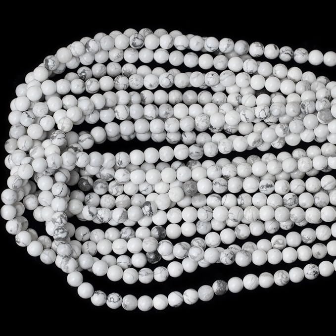 6mm 60PCS Natural White Howlite Gemstone Round Loose Stone Beads for Jewelry Making DIY Crafts Design 1 Strand 15"