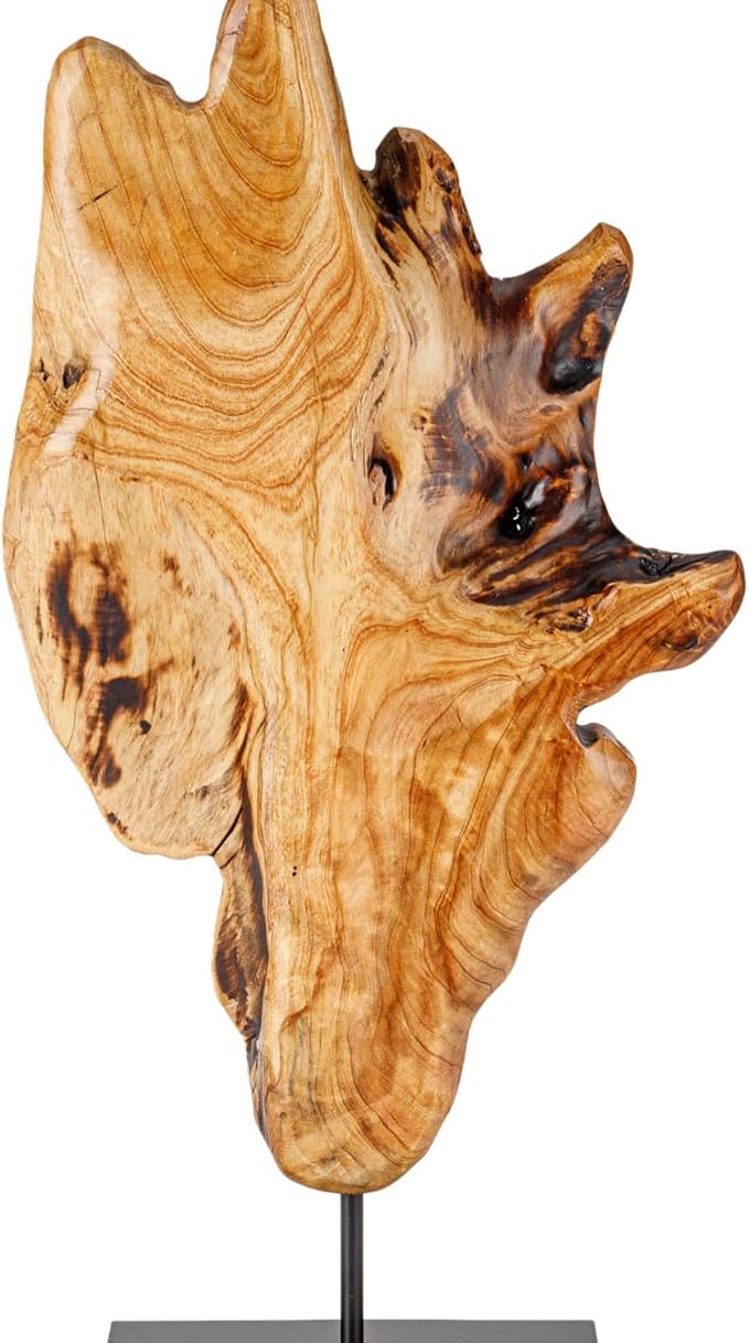 THY COLLECTIBLES Irregular Handcarved Root Wood Sculpture, Wood Tabletop Abstract Standing Sculpture for Home Decor Natural Edge Tabletop Statue (Small)