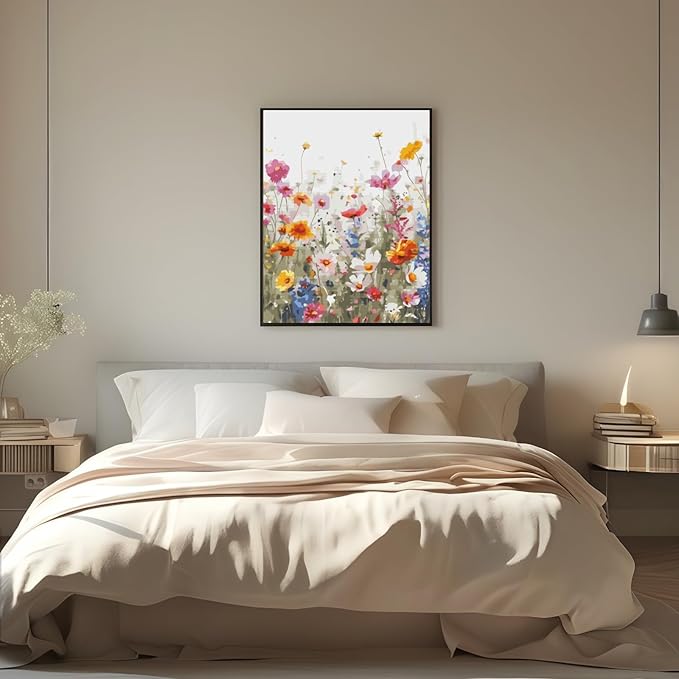 CSZPPQAF Wild Flowers Paint by Numbers for Adults Beginner, Flowers Paint by Number Kits on Canvas, DIY Oil Painting Watercolor Color by Numbers for Home Wall Decor 16X20inch