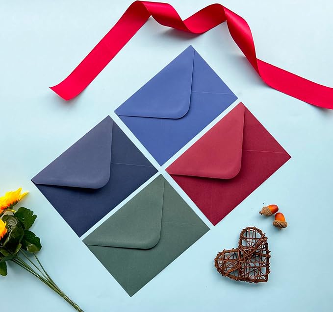 50 Pack Blank cards and envelopes,A7Self-Adhesive Envelopes with aestheticsFold Cards 5x7 for Wedding, GreetingCards, Baby Shower, Letter Mailing.(Navy & Forest Tones)