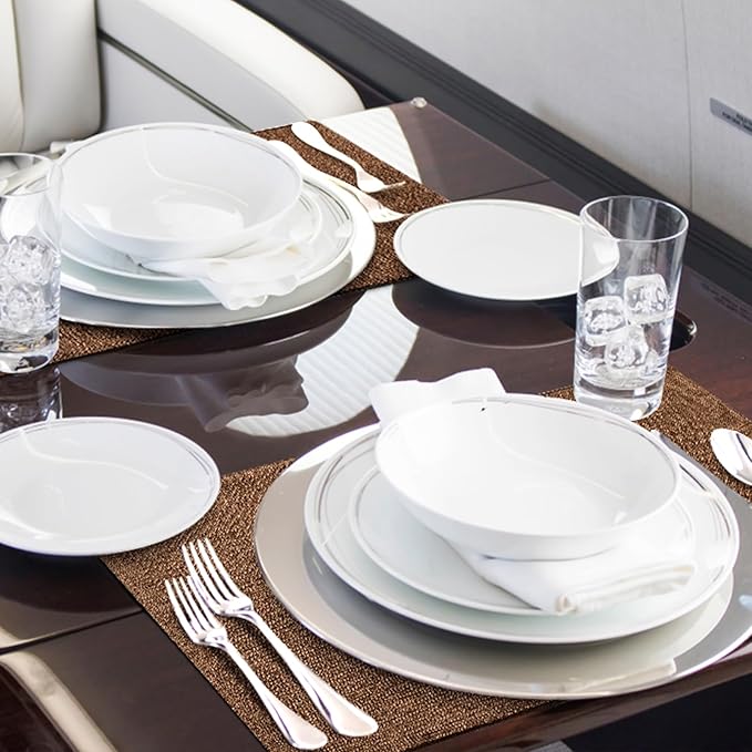 homing Cotton Linen Placemats Set of 4, Cloth Washable Farmhouse Dining Table Mats for Indoors & Outdoors, Easy to Clean, Brown, 13 x 19 Inch