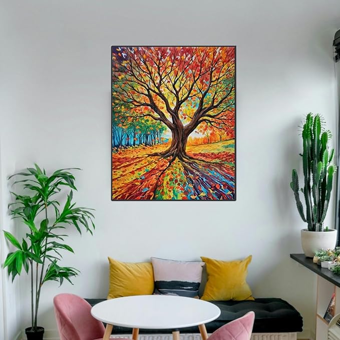 ldazao Tree of Life Paint by Numbers Kit for Adults Beginner DIY Painting Kits for Adults Stained Glass Easy Paint by Number Acrylic On Canvas Drawing Colorful Paintworks Artwork 16 X 20 Inch