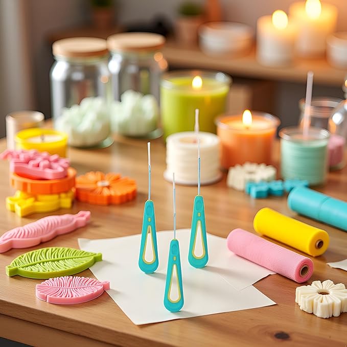 3 Pcs Green Round Hole Cone Hand Drills Punch Needle Candles Wick Tools for DIY Silicone Mould Making Punch Candle Making