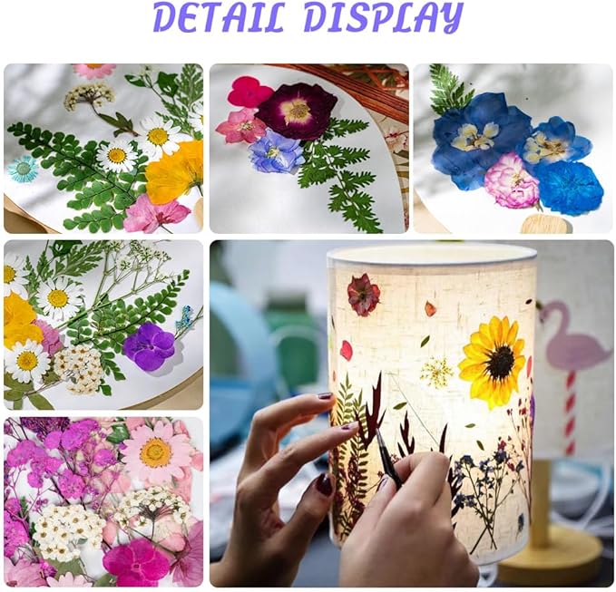 95Pcs Dried Pressed Flowers for Resin, Natural Dried Flowers Leaves, Real Herbs Kit for Scrapbooking DIY Art Crafts, Epoxy Jewelry, Candle, Soap Making, Nails Decor