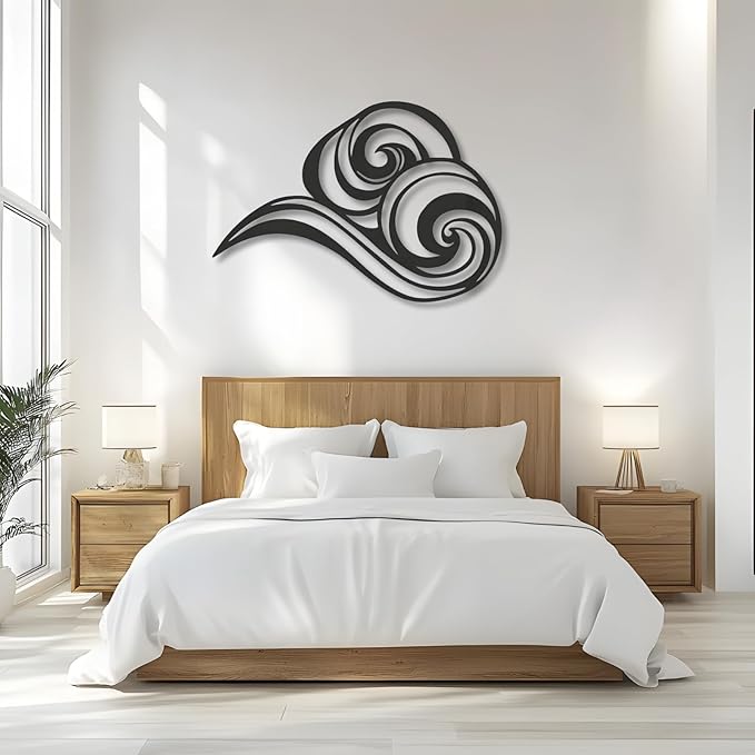 Abstract Ocean Wave Metal Wall Sculpture,Coastal Art for Coastal Spaces, Porch & Beach House Decor,Metal Wave Sculpture,Coastal Wall Art for Nautical Interiors (35" x 25" | 90 x 64 cm)