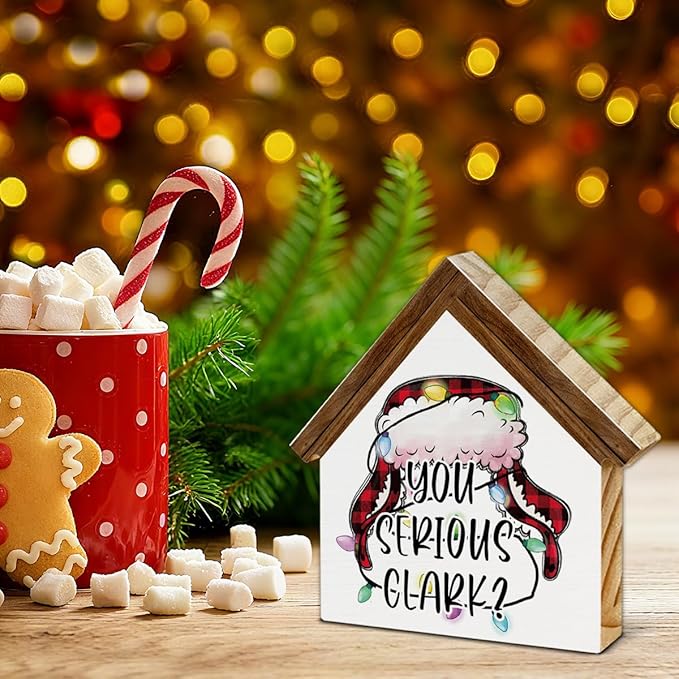 Christmas Vacation Gifts, Funny Christmas Decorations, You Serious Clark House Shaped Wood Sign Decor for Home Office