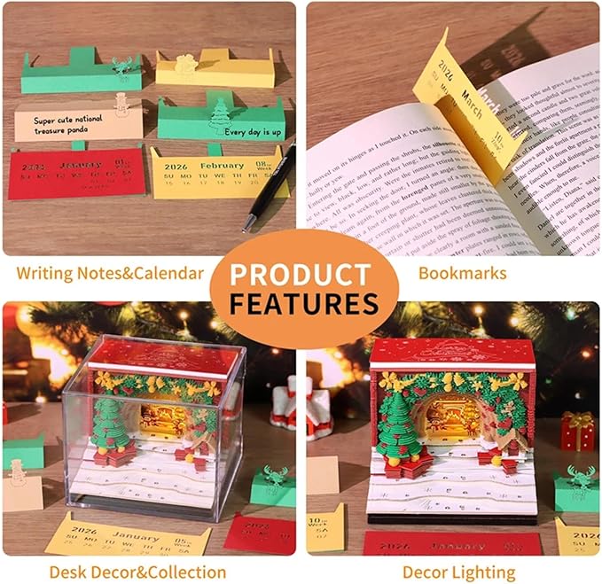 Time Piece Calendar 2026,3D Tree Tear-Away Memo Pad Creative Desk Calendars,3D Notepad Paper Carving Art Sticky Notes,3D Calendar 2026 Suitable for Room and Office Desktop Decoration