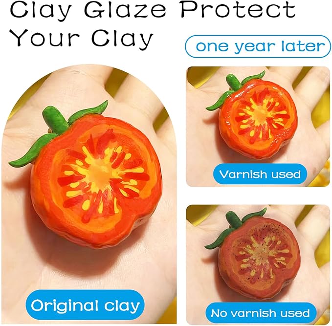 EIGTWEN 2 x 100ml Air Dry Clay Glaze, Gloss & Matte Finish, Prevents Cracking, Scratches, Watertight & Fireproof, Compatible with Clay, Plaster, Metal, Wood, Jewelry & More