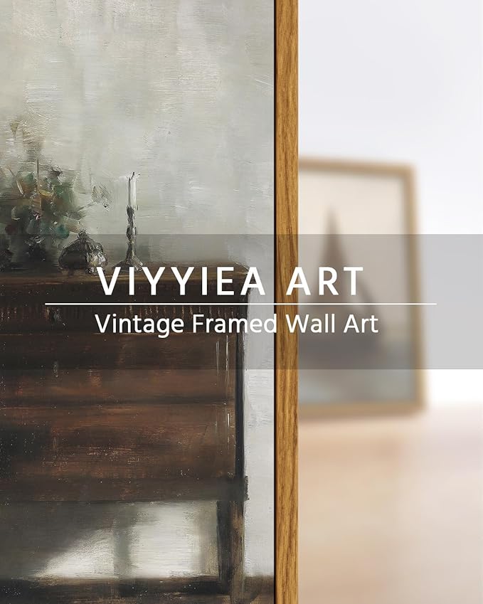 VIYYIEA Framed Wall Art Vintage Decor, Classical Reading Woman Portrait Painting, Framed Canvas Print Artwork, Bathroom Bedroom Farmhouse Retro Decor, 8"x10"