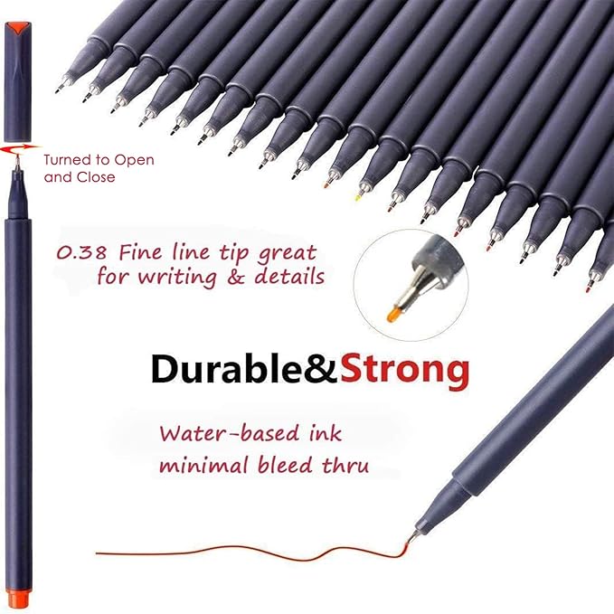 iBayam Journal Planner Pens Colored Pens, Office School Supplies, Fine Point Fineliner Drawing Art Markers for Bullet Journaling Scrapbooking Notebook Writing Note Taking Calendar Stationary, 18-Color