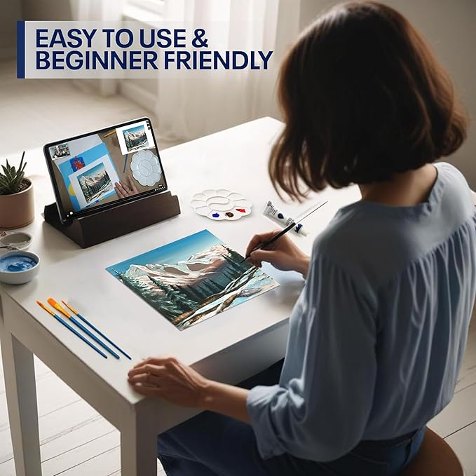 Painting4Real DIY Art Painting Kit for Adults – Learn to Paint Alpine Morning with Video Tutorials - Step-by-Step Guided 9 Pieces Acrylic Paint Set for Adults - Unique Gift for Art Lovers & Beginners