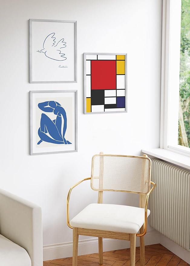 HAUS AND HUES 18x24 Silver Metal Picture Frames - Features Premium Aluminum, Vertical & Horizontal Hang, Shatterproof Plexiglass - Perfect for Home, Room, Office (18x24 in, Silver, Set of 3)