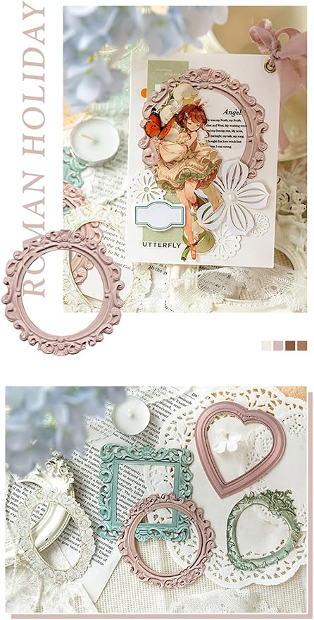 MAFELOE Scrapbook Supplies for Decorative Paper Aesthetic, Art Collage Album and Card Making, Junk Journal Kit Handmade Scrapbook Paper Craft, 4 Packs, 10 Pieces Each - Retro Relief Frame