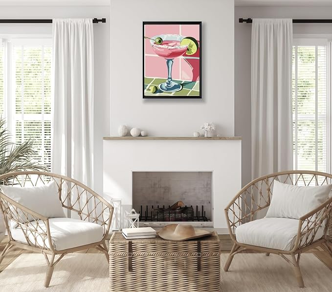 CSZPPQAF Paint by Numbers for Adults Beginner, Fruit Lemon Cocktail Paint by Number Kits on Canvas DIY Oil Painting Watercolor Color by Numbers for Home Wall Decor 16X20inch