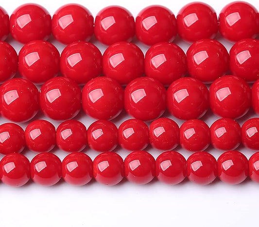 12MM 32PCS Red Glass Round Spacer Loose Beads for Jewelry Making 15 inches DIY Bracelet Necklace