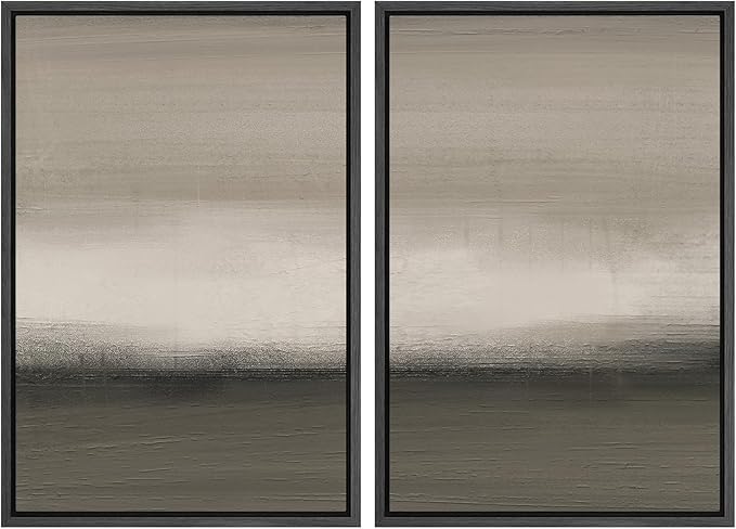 SIGNWIN Framed Canvas Print Wall Art Set Minimalist Neutral Gradient Illustration Modern Art Minimalism Decorative for Living Room, Bedroom, Office - 16"x24"x2 Black