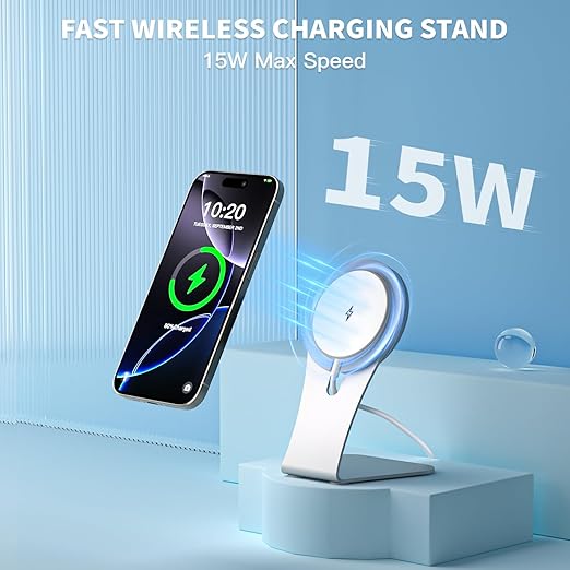 Magnetic Wireless Charger for Apple iPhone 17 Mag Safe Charging,USB-C Charger Block & 6FT 15W Fast Wireless Charging Pad Stand for iPhone 17/17Air/17Pro/17 ProMax/16/16 Plus/15/14/13/12 Series,AirPods