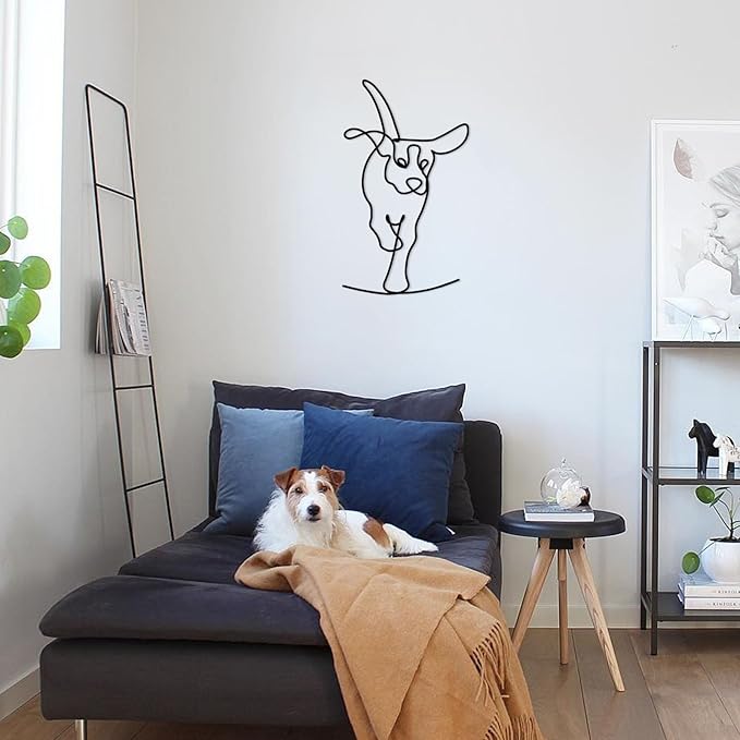 TYLCC Black Metal Dog Wall Decor Minimalist Abstract Dog Wall Art Line Drawing Art for Living Room Bedroom Decorations (Lovable)