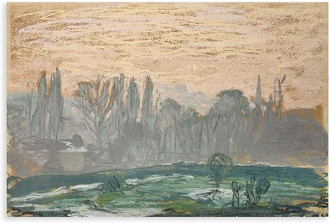 40+ Monet Famous Print Posters Winter Landscape with Evening Sky by Claude Monet Impressionism Poster Print for Room Aesthetics Canvas Wall Art Print Unframe 16×24inch(40×60cm)