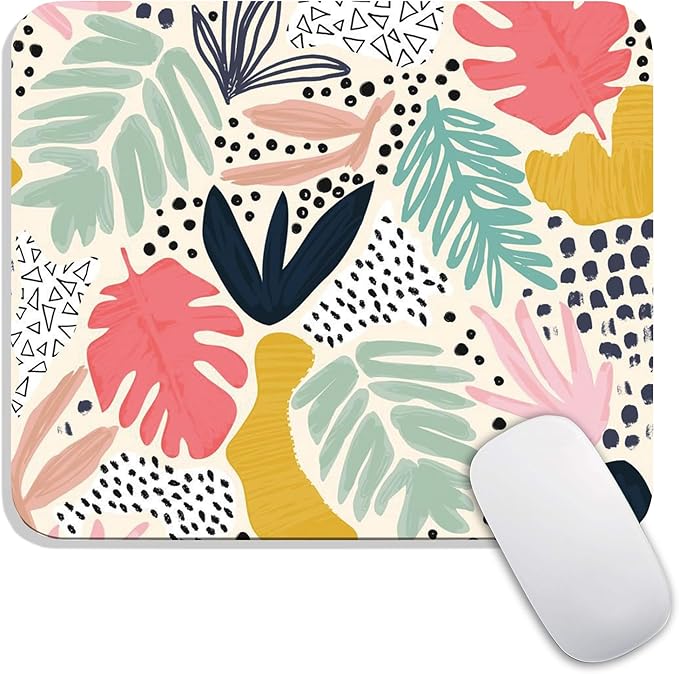 Square Mouse Pad Tropical Plants, Personalized Premium-Textured Custom Mouse Mat Design, Washable Mousepad Cloth, Non-Slip Rubber Base Computer Mouse Pads for Wireless Mouse