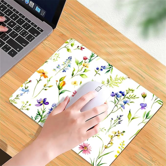 Square Mouse Pad Beautiful Flowers Plants 2, Personalized Premium-Textured Custom Mouse Mat Design, Washable Mousepad Cloth, Non-Slip Rubber Base Computer Mouse Pads for Wireless Mouse