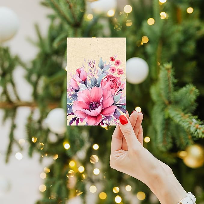 PARTH iMPEX 36 Blank Floral Note Cards With Envelopes - 4 x 6 inch All Occasion Greeting Cards, Cute Vintage Flowers Stationery Thank You Notecards and Sealing Stickers