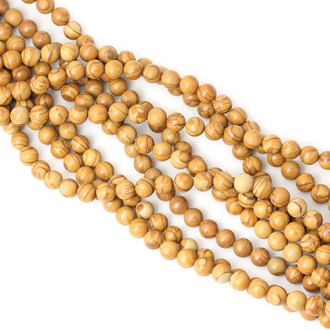 45PCS 8mm Natural Woodgrain Jasper Round Loose Beads for Jewelry Making DIY Bracelet Necklace Materials 1 Strand 15"