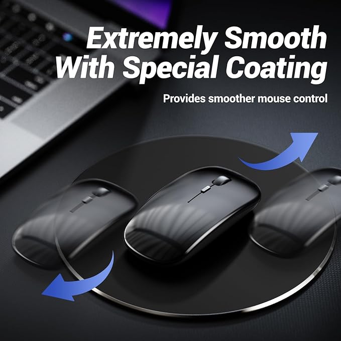 HONKID Metal Aluminum Mouse Pad, Thin Hard Mousepad, Double Sided Waterproof Fast and Accurate Control Mousepad for Laptop, Computer and PC, Office, Round Black