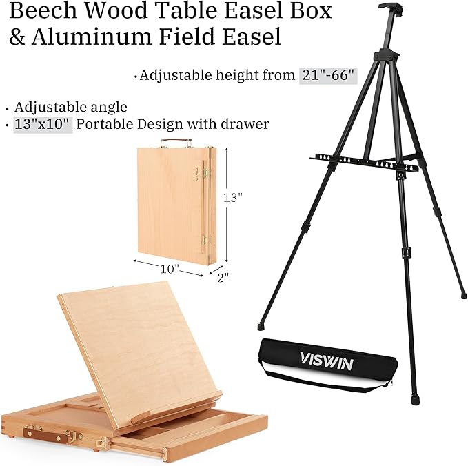 VISWIN 187Pcs All-in-One Art Painting Kit with Aluminum & Beech Wood Easel, 96 Acrylic, Watercolor & Oil Paint Set, Canvases, Painting Set with Complete Art Supplies for Adults, Artists, Beginners