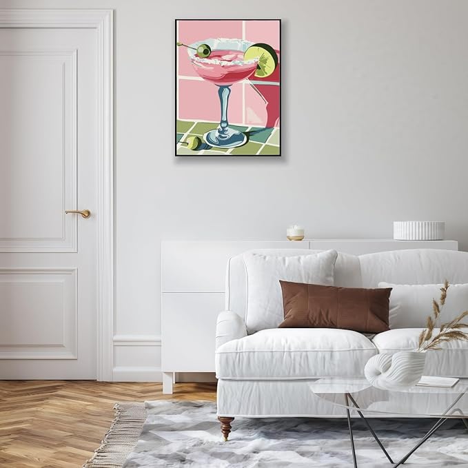 CSZPPQAF Paint by Numbers for Adults Beginner, Fruit Lemon Cocktail Paint by Number Kits on Canvas DIY Oil Painting Watercolor Color by Numbers for Home Wall Decor 16X20inch