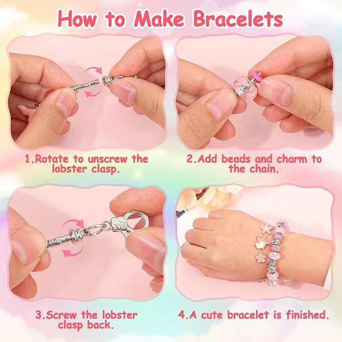 Charm Jewelry Making Kit, Bracelet Making Kit DIY Necklace Kit with Initial Jewelry Box, Unicorns Crafts Birthday Valentines Day Gifts
