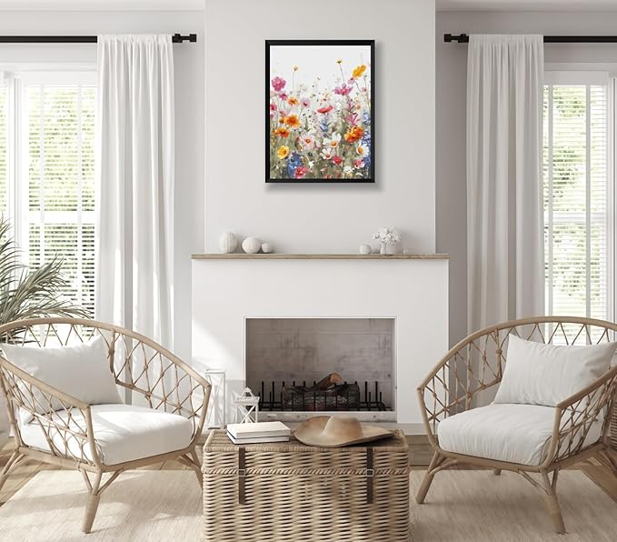 CSZPPQAF Wild Flowers Paint by Numbers for Adults Beginner, Flowers Paint by Number Kits on Canvas, DIY Oil Painting Watercolor Color by Numbers for Home Wall Decor 16X20inch