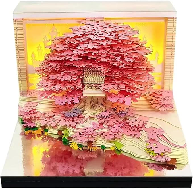 Time Piece Calendar 2026,3D Tree Tear-Away Memo Pad Creative Desk Calendars,3D Notepad Paper Carving Art Sticky Notes,3D Calendar 2026 Suitable for Room and Office Desktop Decoration