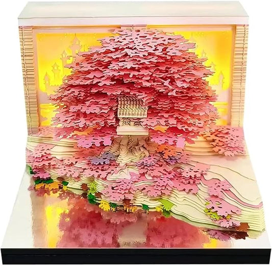 Time Piece Calendar 2026,3D Tree Tear-Away Memo Pad Creative Desk Calendars,3D Notepad Paper Carving Art Sticky Notes,3D Calendar 2026 Suitable for Room and Office Desktop Decoration