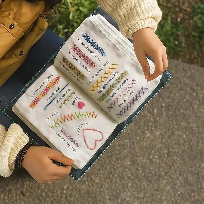 2026 New Beginner Embroidery Stitch Book Kit, Complete Toolkit with 106 Patterns and Tutorials, Perfect for Adults and Craft Enthusiasts,Beginner-Friendly
