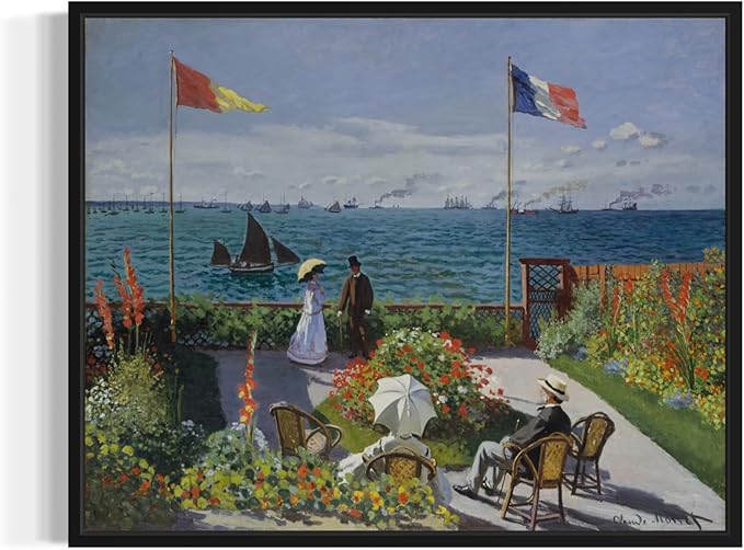 Garden at Sainte Claude Monet Wall Art Print Poster, Impressionist Painting Wall Art Wall Decor, for Bedroom and Living room Bathroom Decor 115 (Garden at Sainte, 16 x 20 inches, Black Frame)