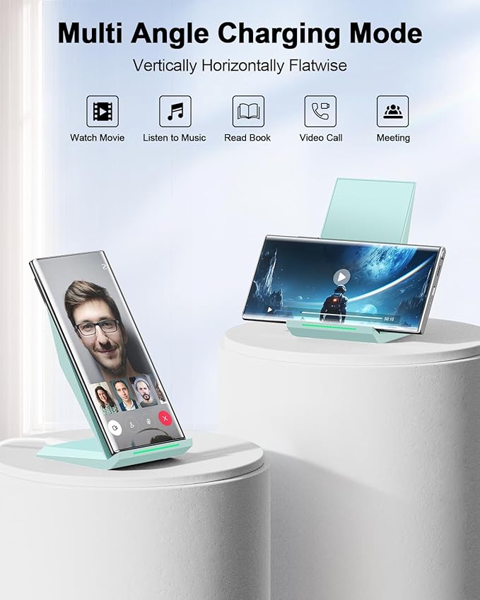 NANAMI Fast Wireless Charger, Qi Certified Charging Stand[with 20W PD Charger] Compatible iPhone 17/16/15/14/13/12/12, Desktop Charger Stand for Samsung Galaxy S25/S25+/S25 Ultra/S24/S23/S22/S21/S20